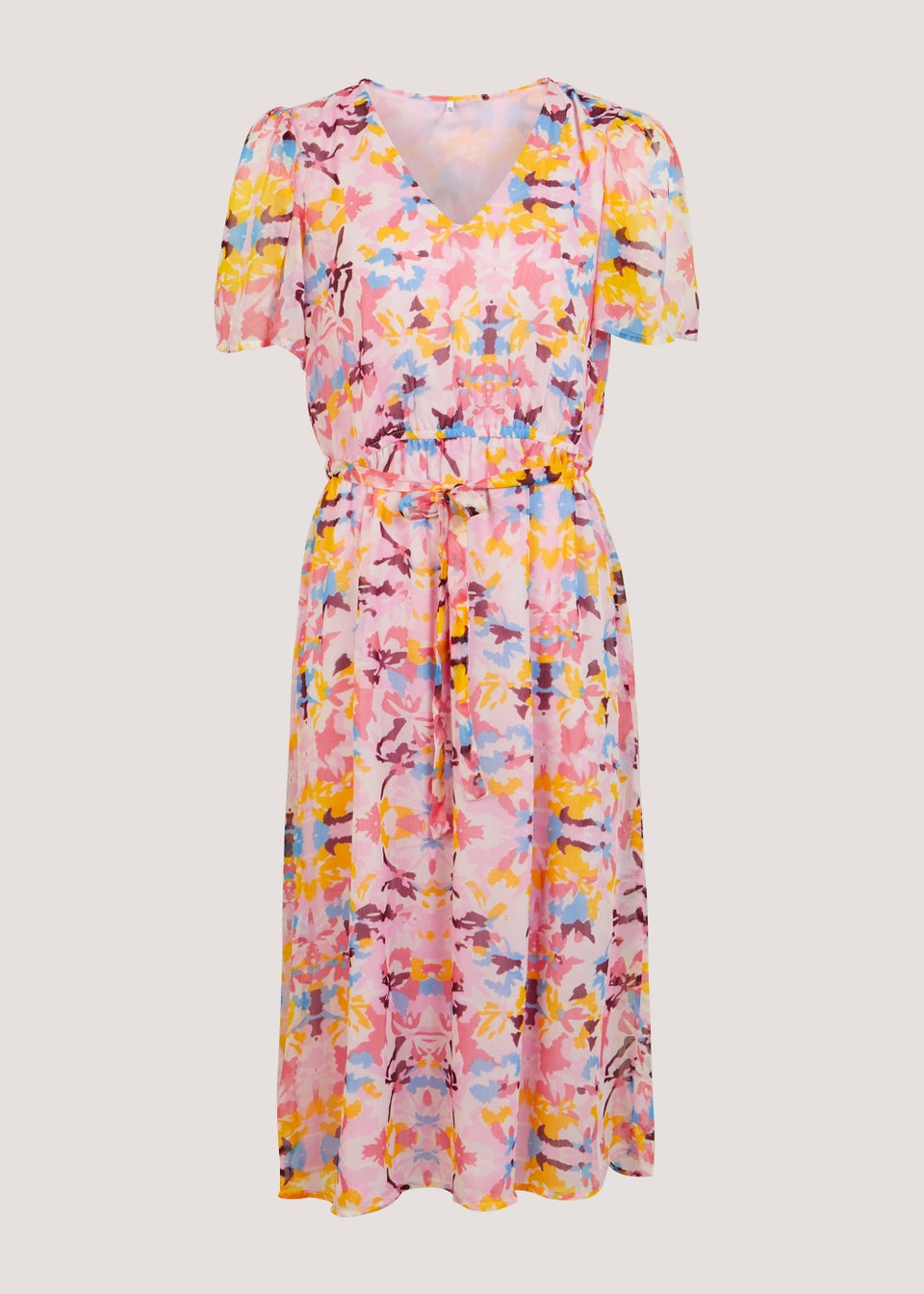 JDY Summer Pink Print Short Sleeve Midi Dress - Matalan