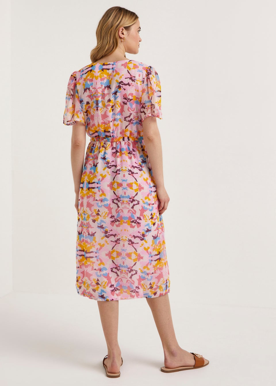 JDY Summer Pink Print Short Sleeve Midi Dress