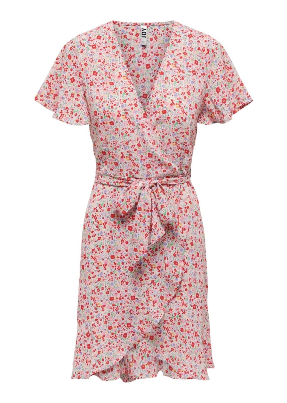 JDY Nolia Multicoloured Wrap Short Sleeve Dress - Matalan