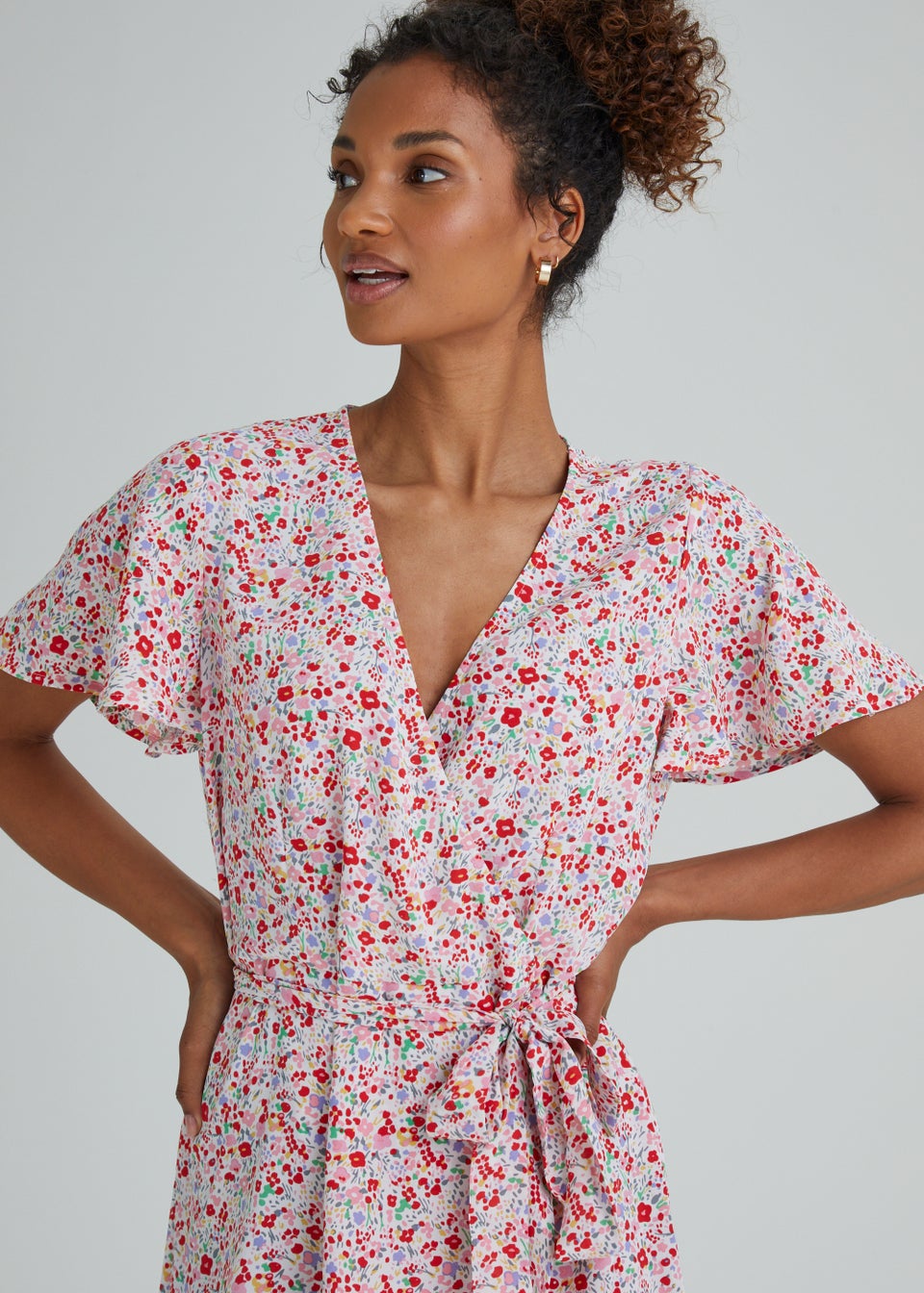 JDY Nolia Multicoloured Wrap Short Sleeve Dress
