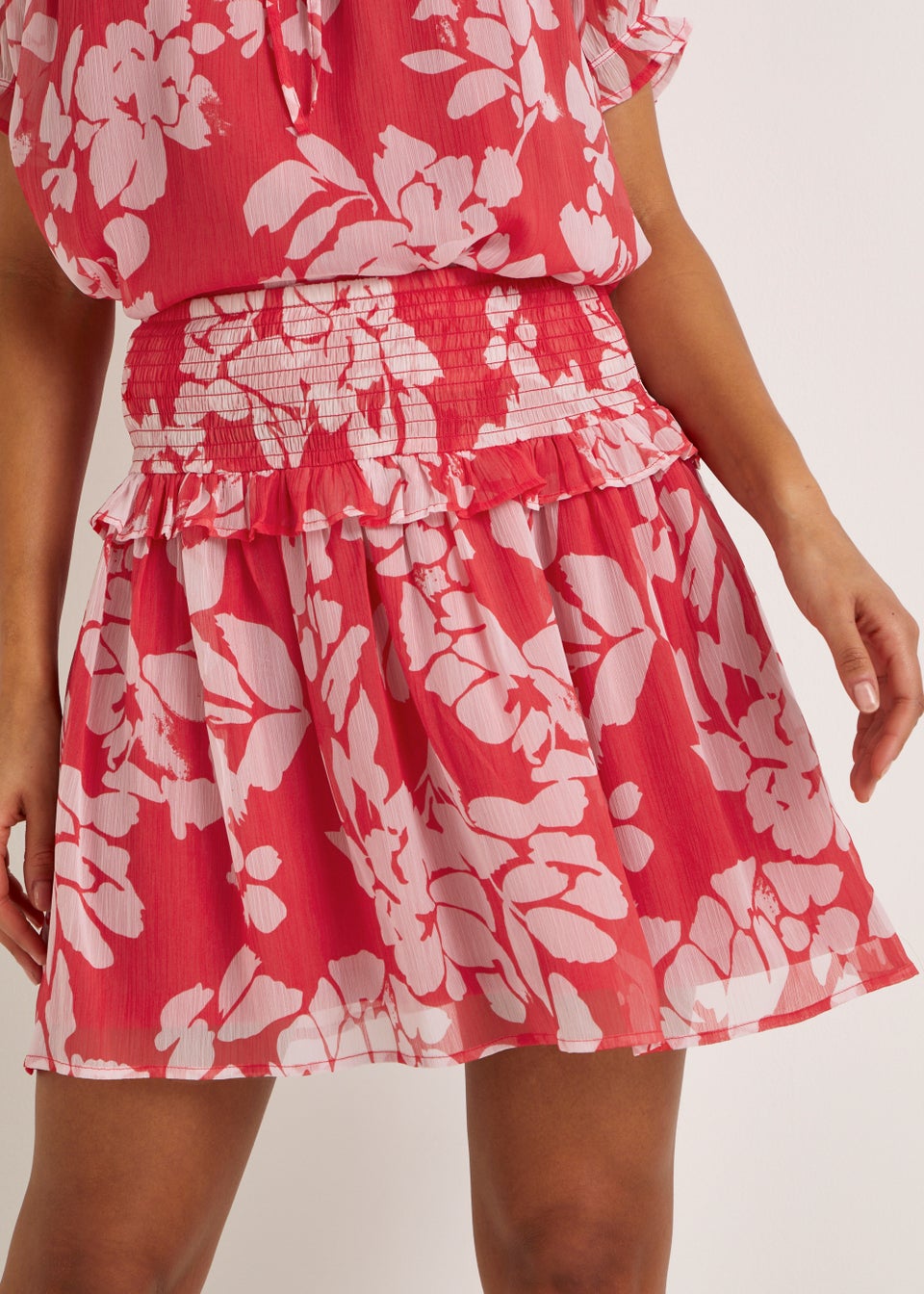 JDY Summer Red Print Co-Ord Mini Skirt