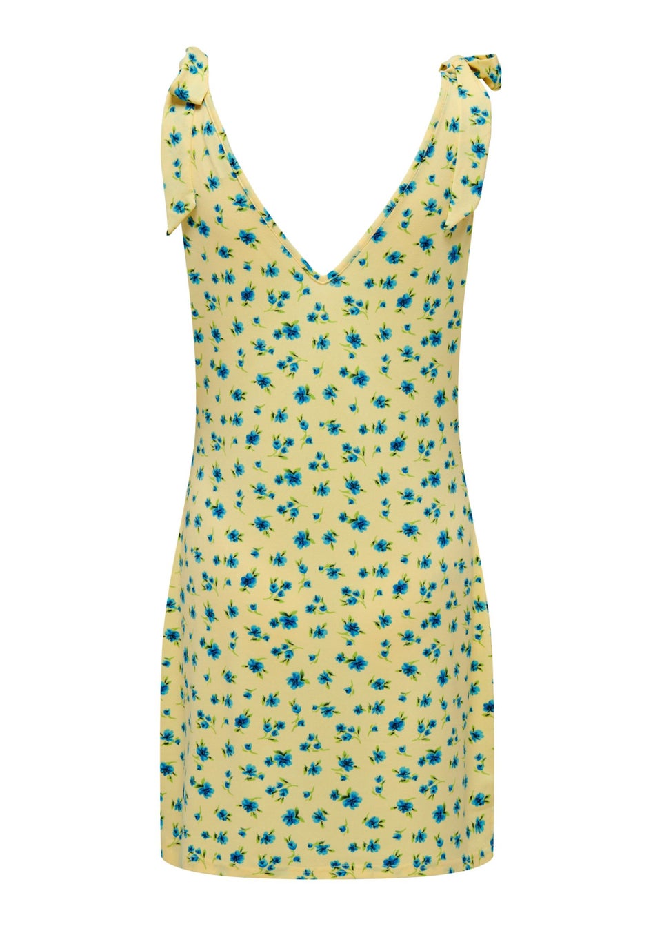 JDY Yellow Flower Print Bow Mini Dress