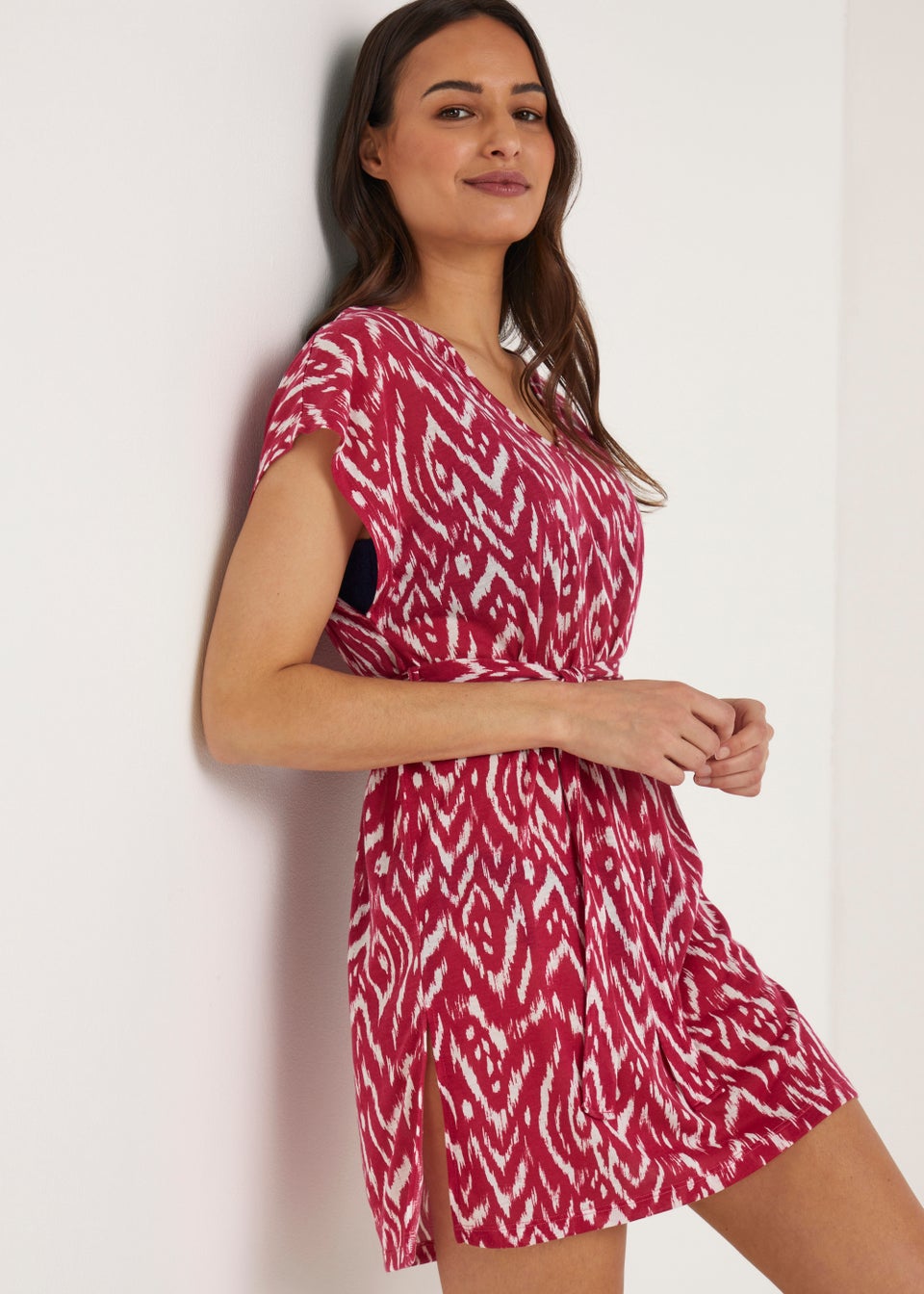 Pink Print Jersey Kaftan