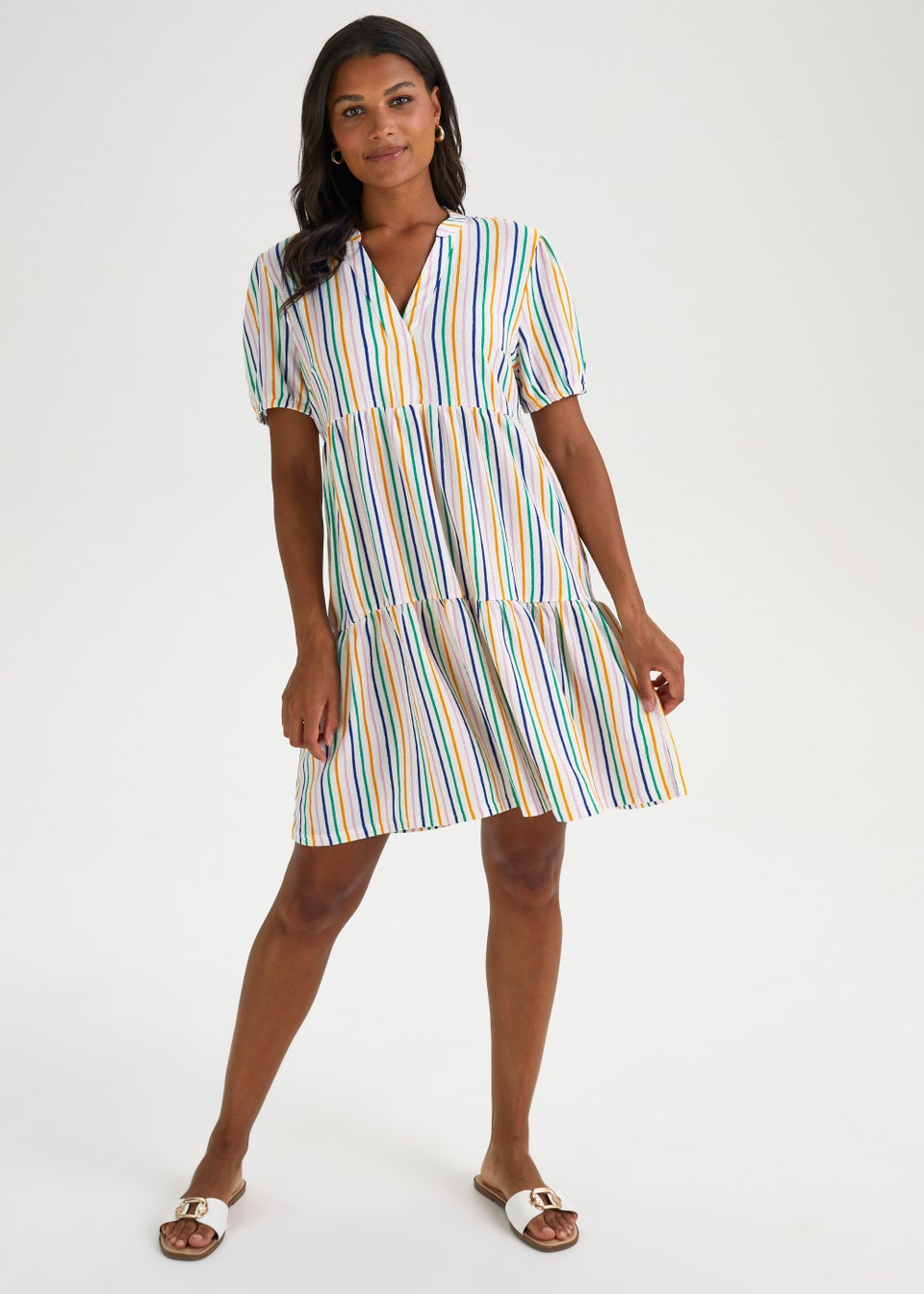 JDY Lotus Multicoloured Stripe Dress - Matalan