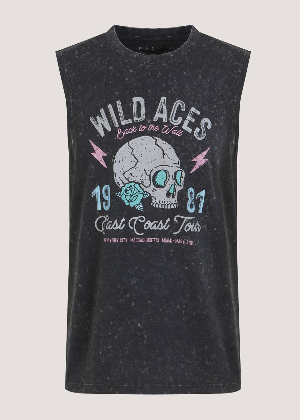 Black Wild Aces Print Vest Top