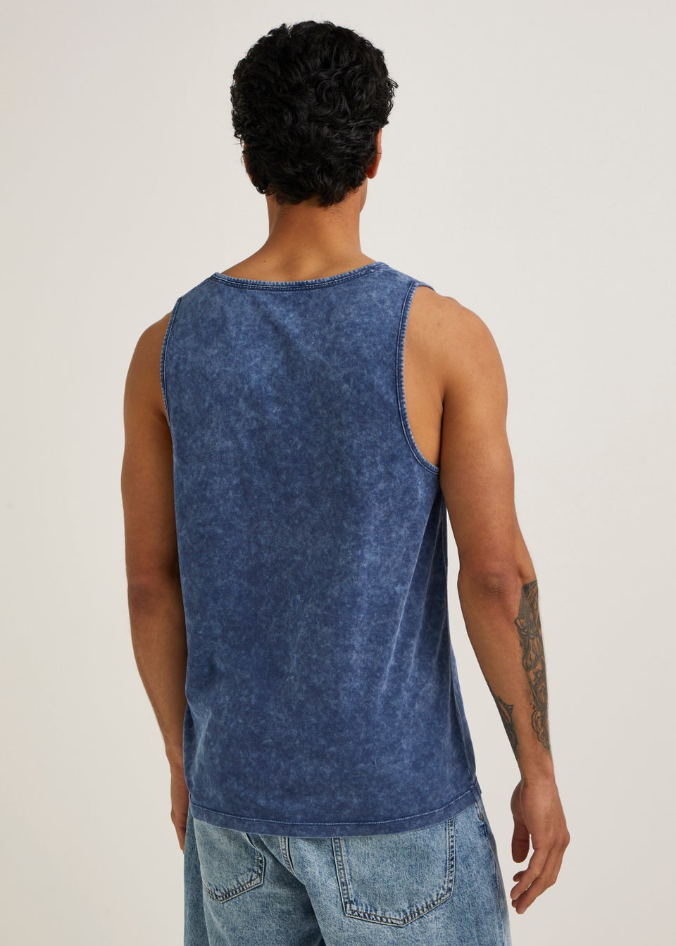 Navy Acid Wash Find The Sun Print Vest Top