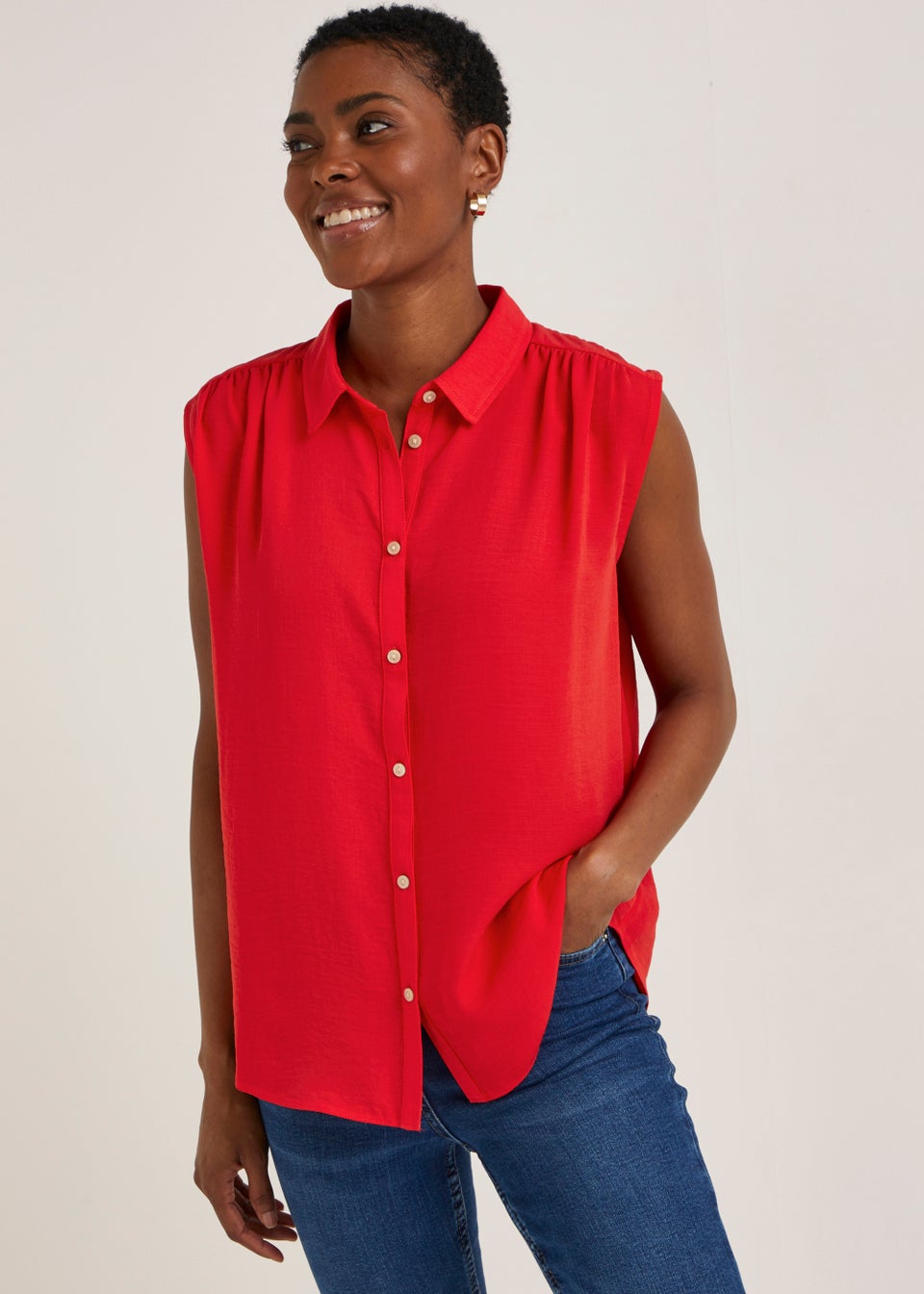 Red Sleeveless Shirt