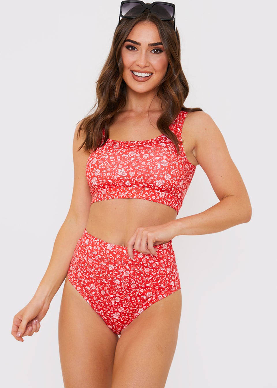 In the Style Jac Jossa Red Floral Bikini Bottoms