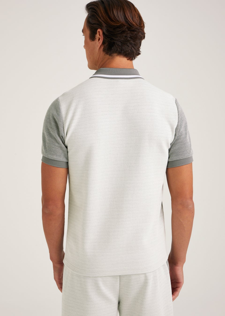 T&W Grey Stripe Co-Ord Polo Shirt