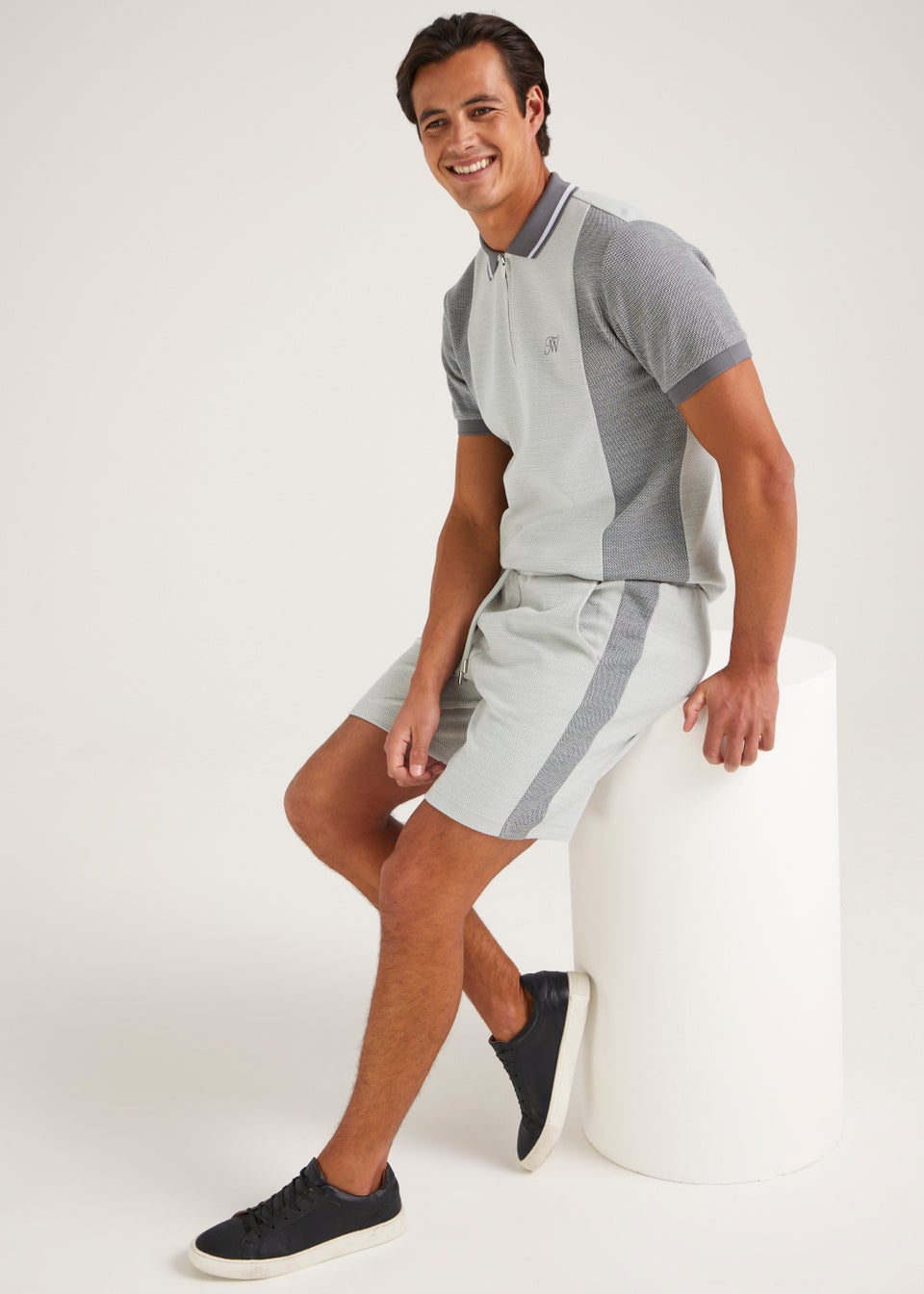 T&W Grey Stripe Co-Ord Shorts