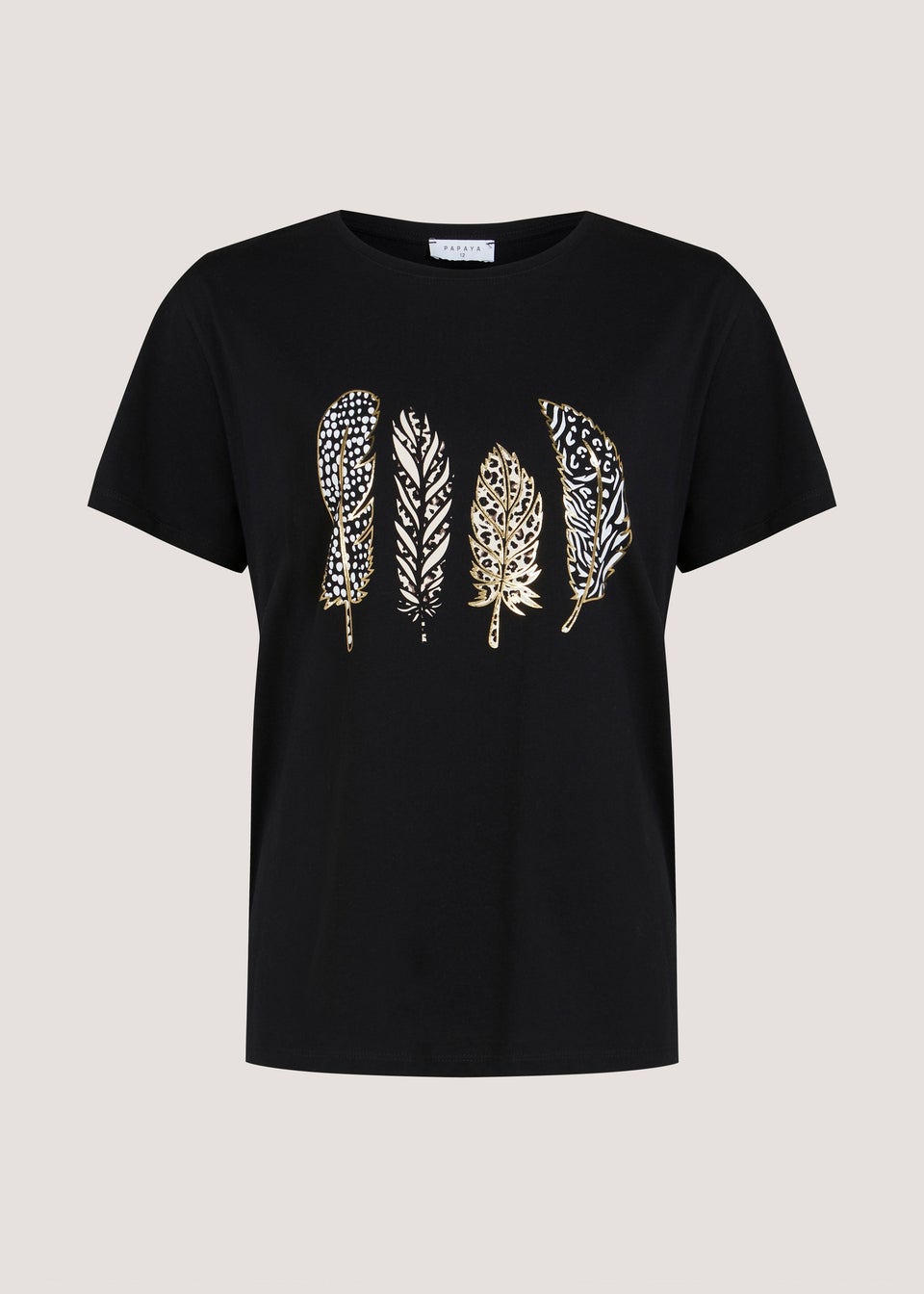 Black Feather Print T-Shirt