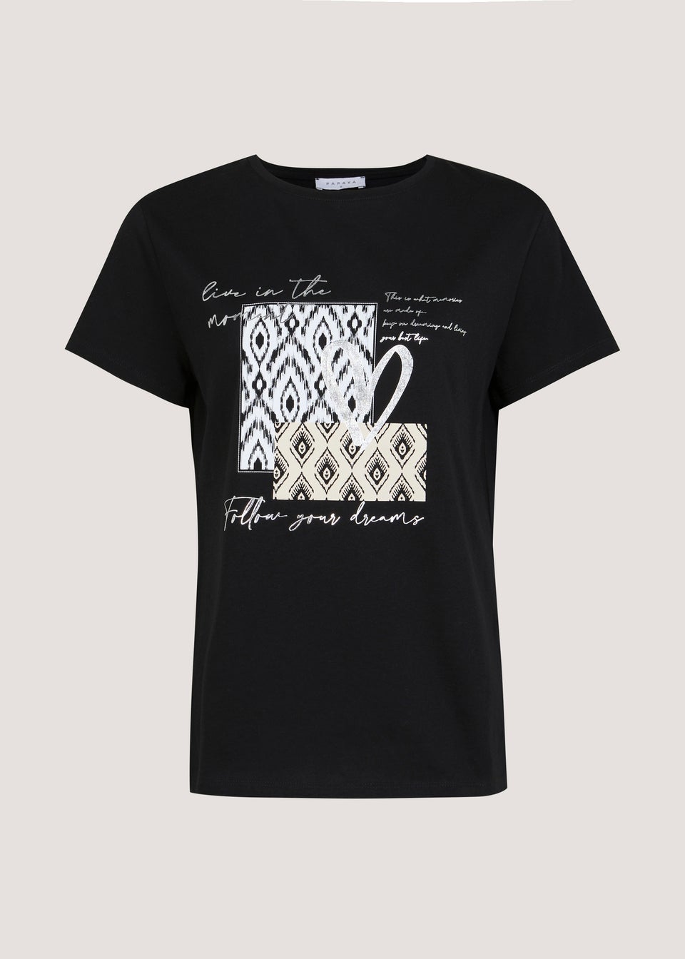 Black Aztec Slogan T-Shirt