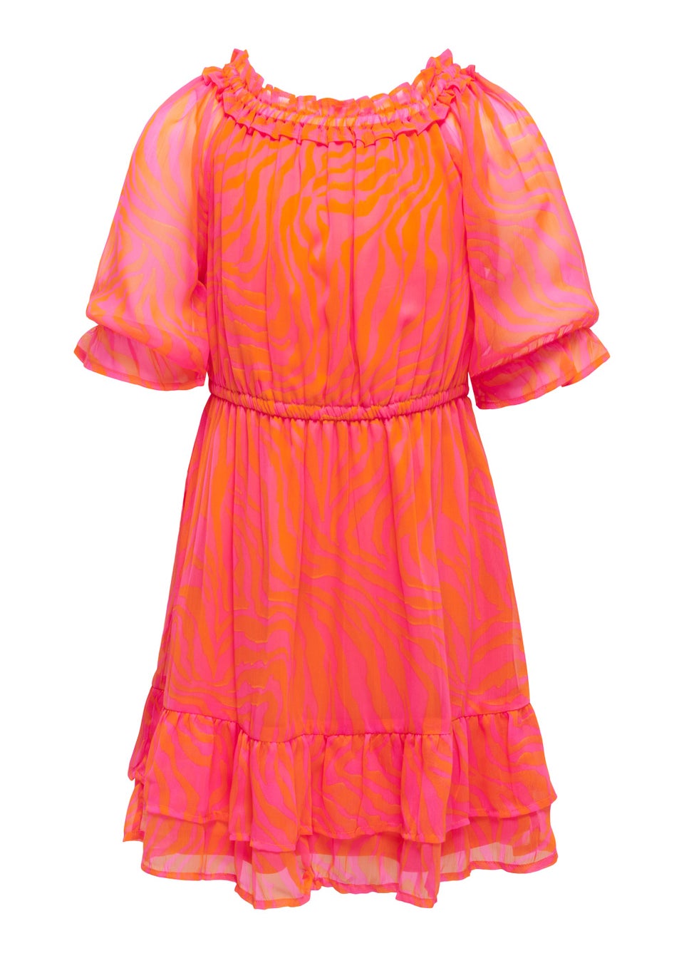 ONLY Kids Kogzabella Orange Ruffle Smock Dress (6-14yrs)