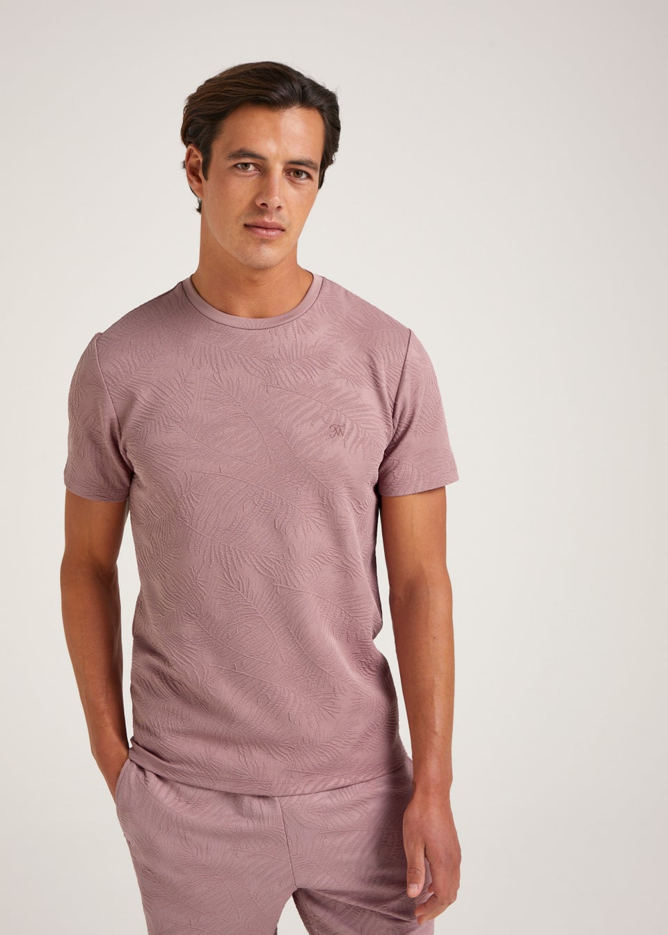 T&W Pink Leaf Print T-Shirt