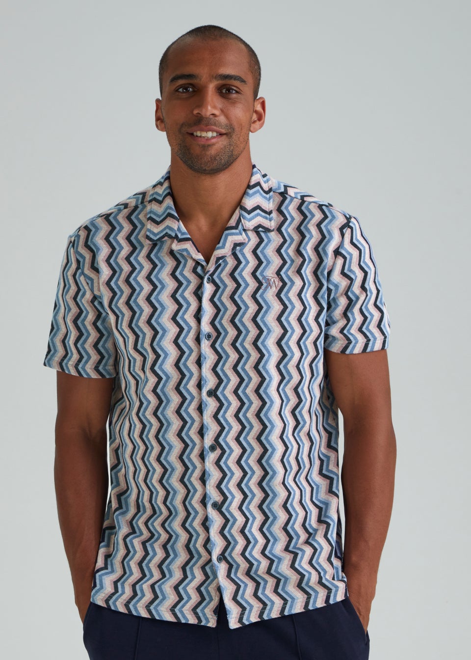 T&W Pink Zigzag Short Sleeve Jersey Shirt