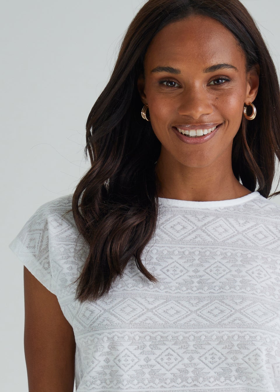 White Burnout Print T-Shirt