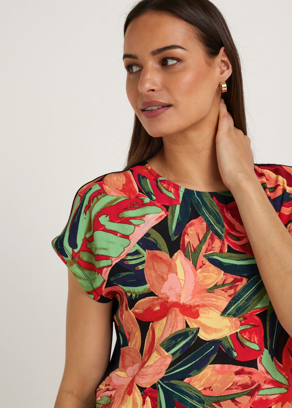 Et Vous Multicoloured Floral Jersey Back Top - Matalan