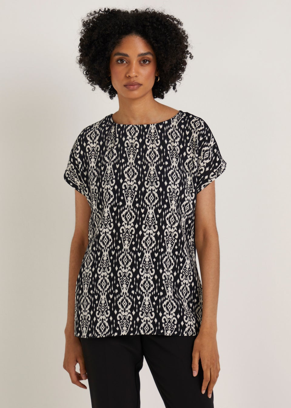 Et Vous Black Aztec Jersey Back Top