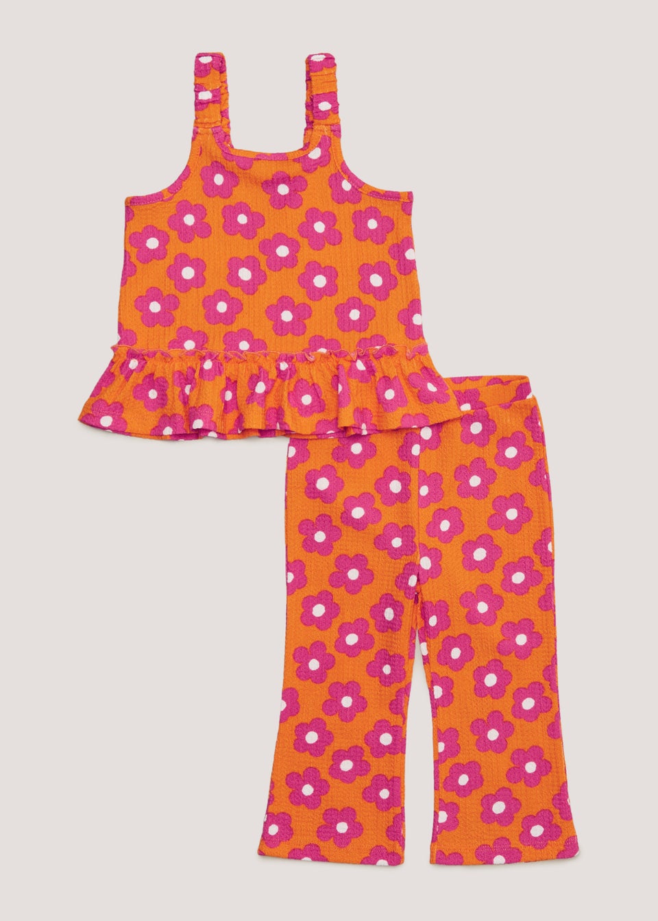 Girls Orange Floral Top & Flares Set (9mths-6yrs)