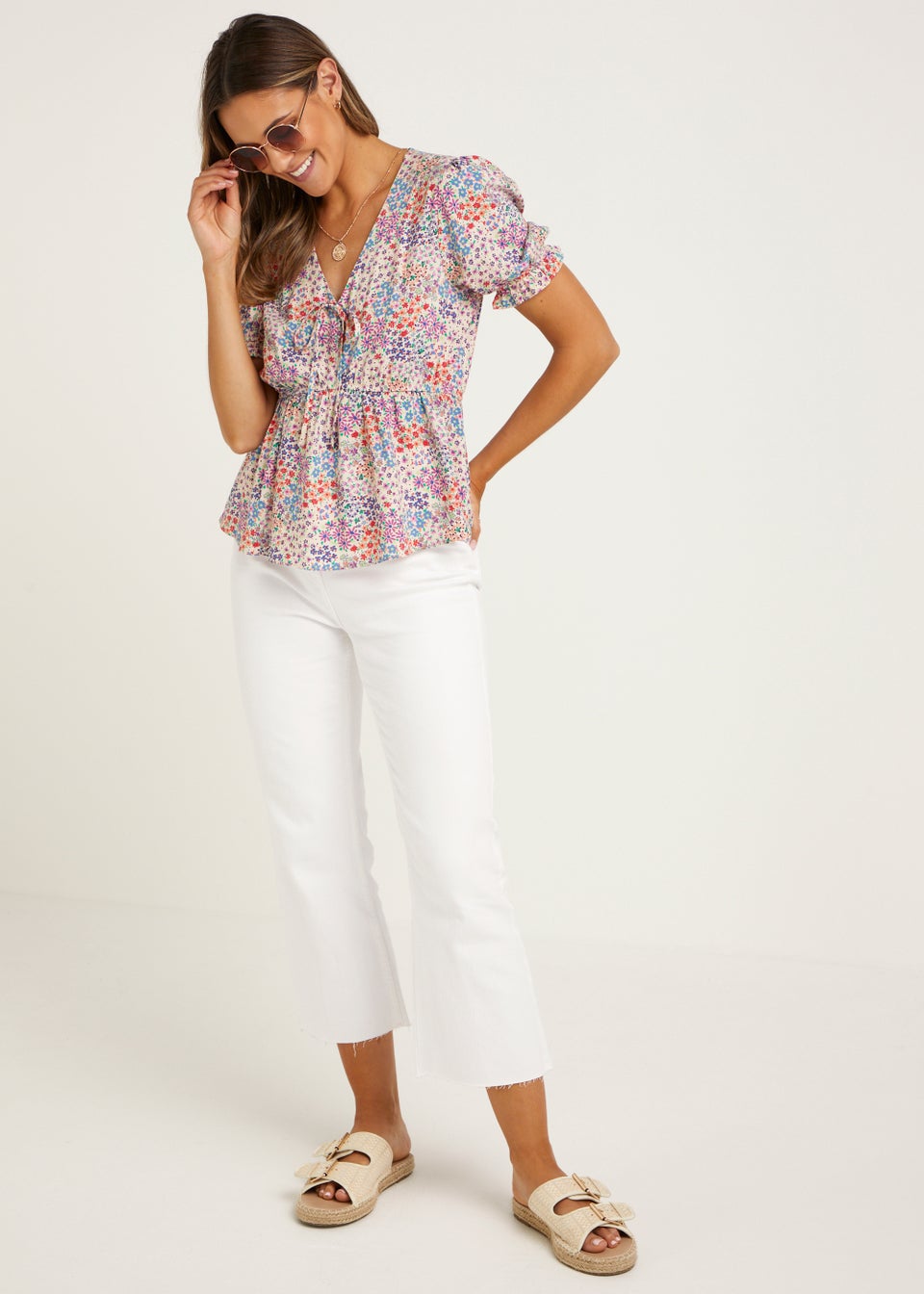 Multicoloured Ditsy Floral Top