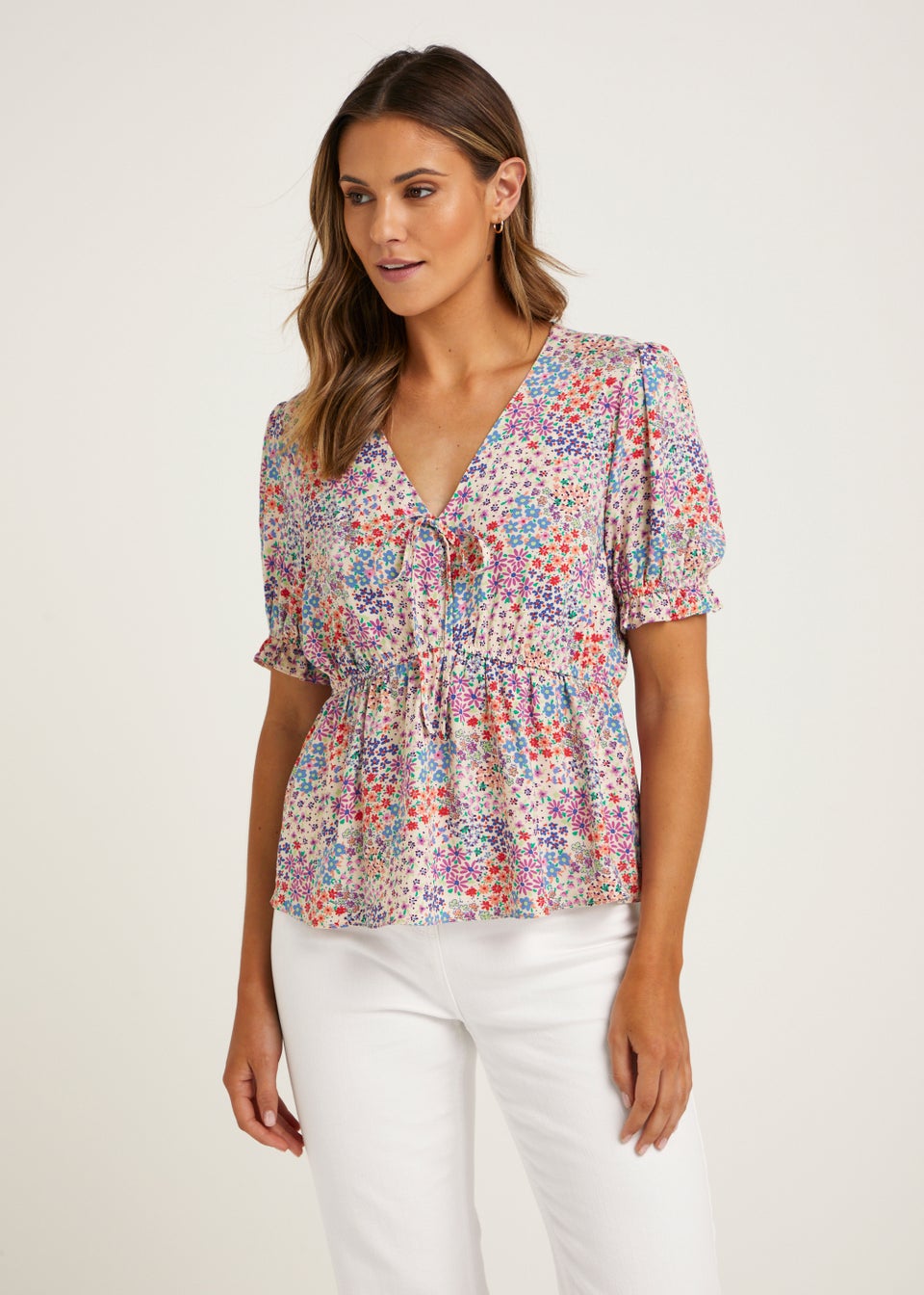 Multicoloured Ditsy Floral Top - Matalan