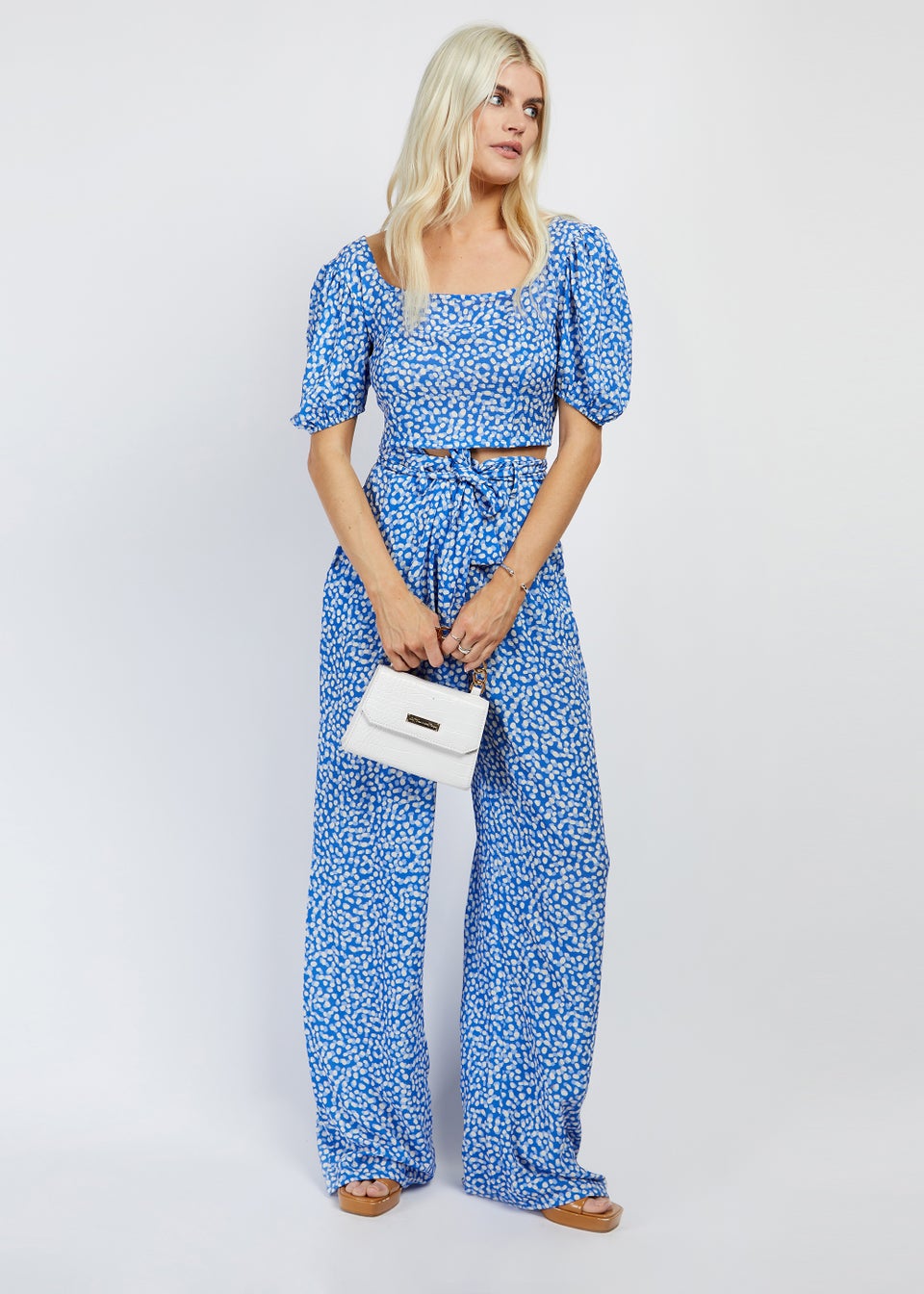 Girls on Film by Dani Dyer Blue Floral Wide Leg Co-Ord Trousers