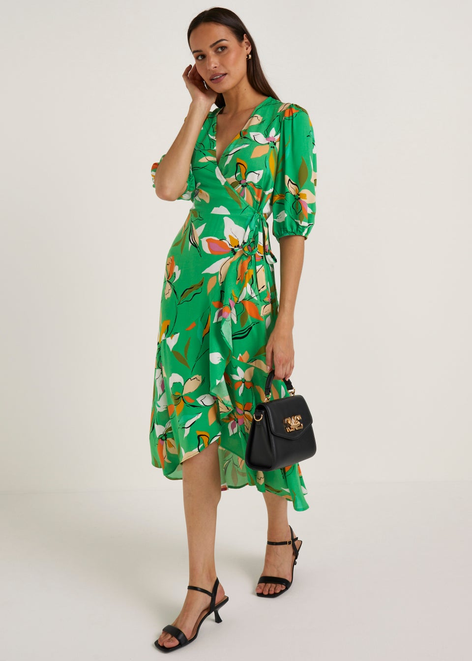 Ganni dalton crepe sales dress verdant green