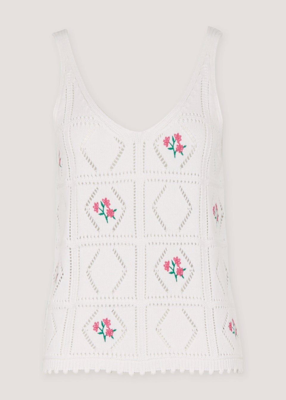 White Embroidered Vest Top