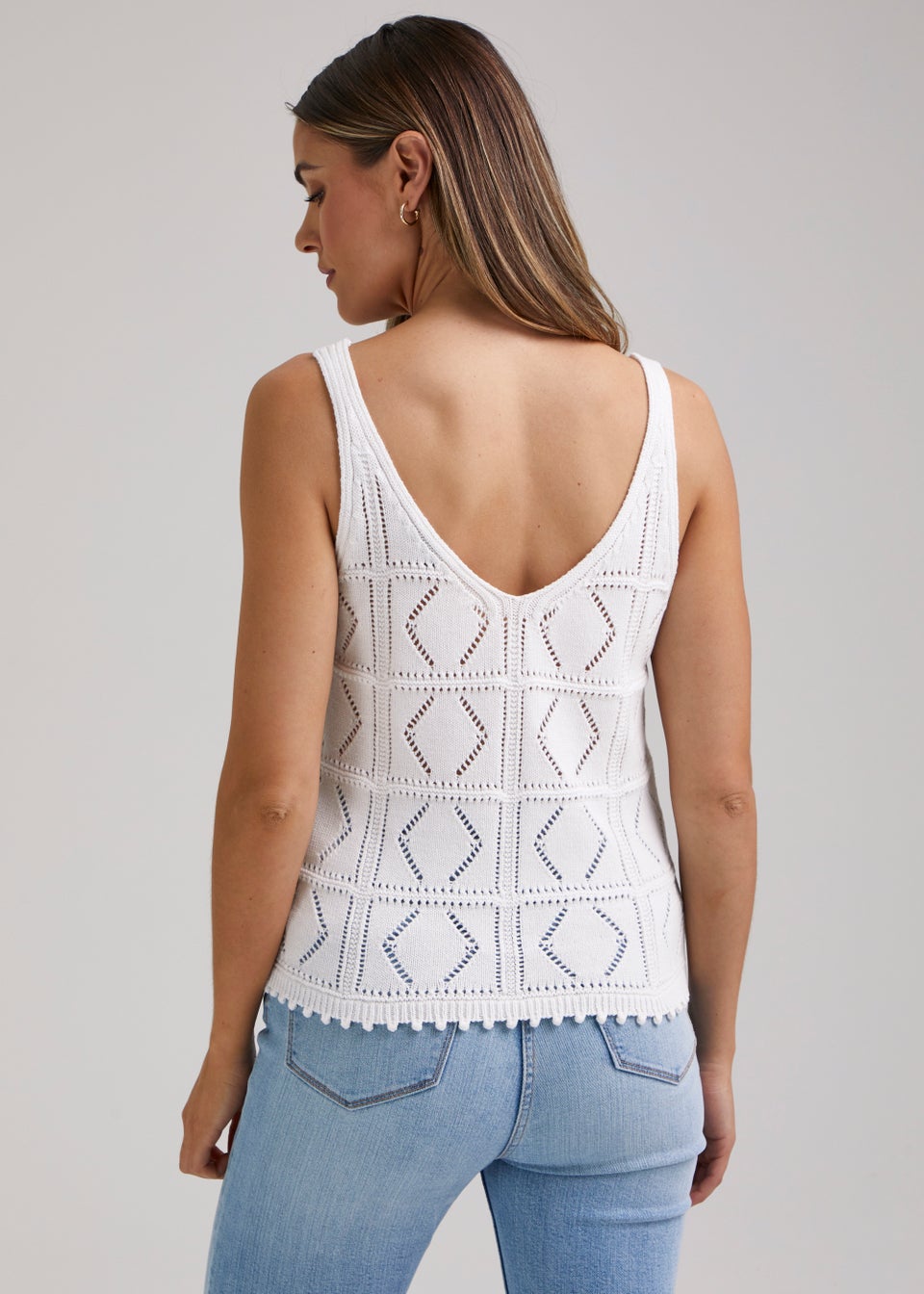 White Embroidered Vest Top