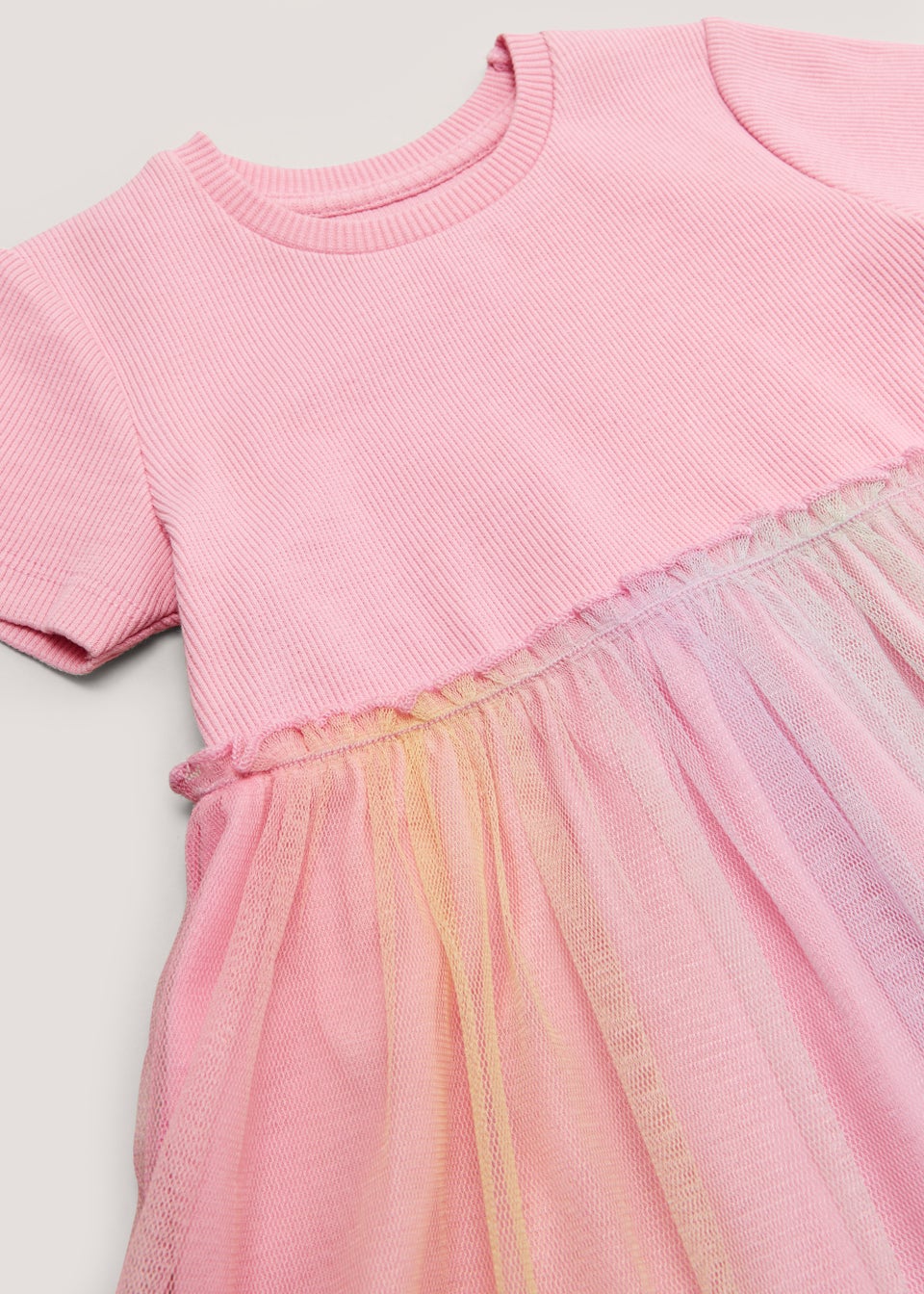 Girls Pink Rainbow Mesh Dress 9mths 6yrs Matalan