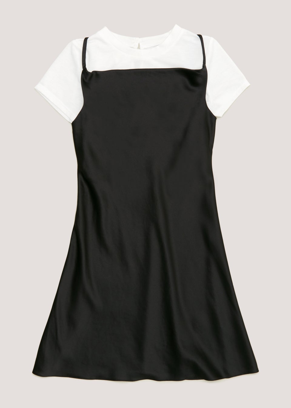 Black cami dress with white top sale