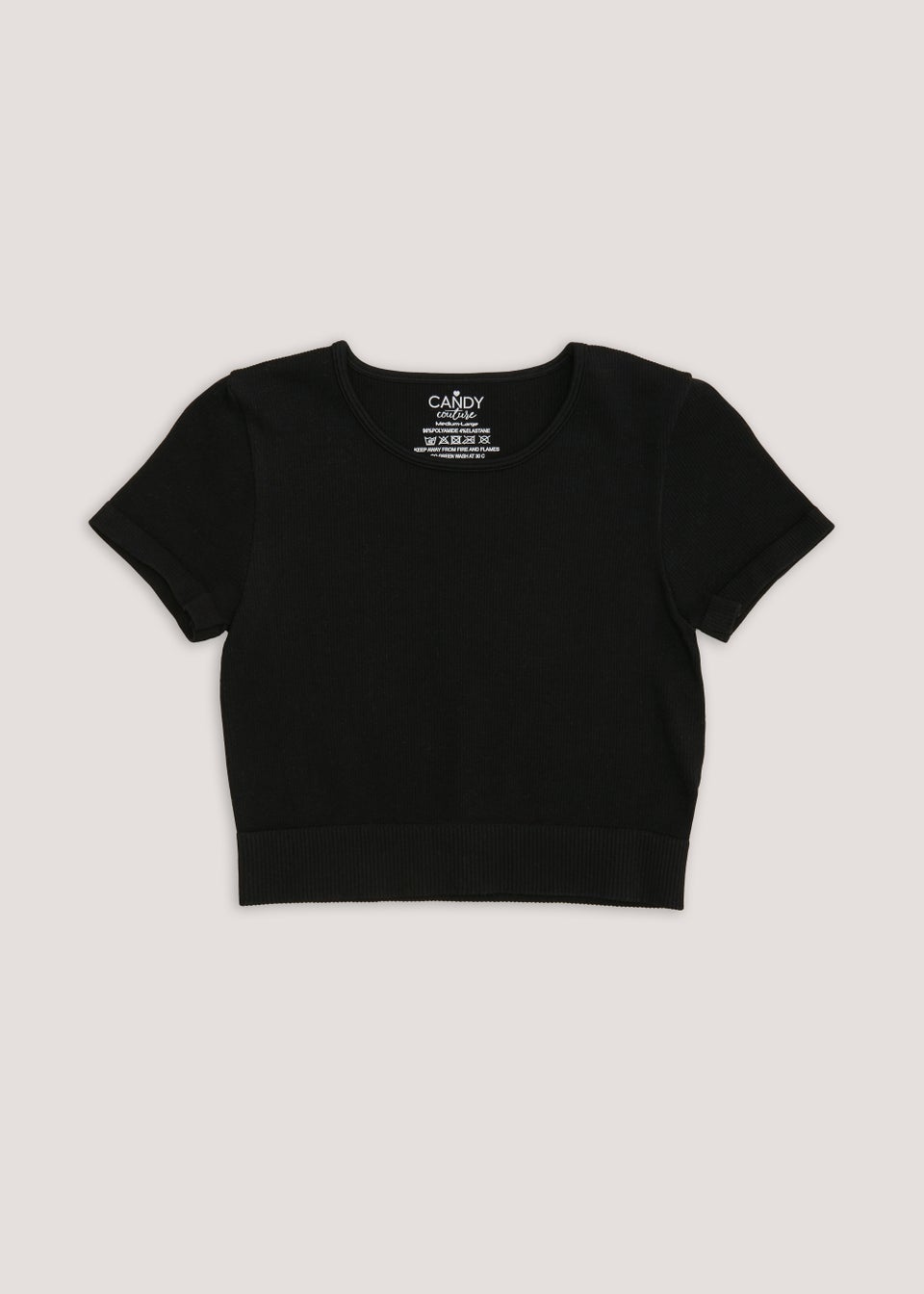 Girls Candy Couture Black Seamless Top 9 16yrs Matalan