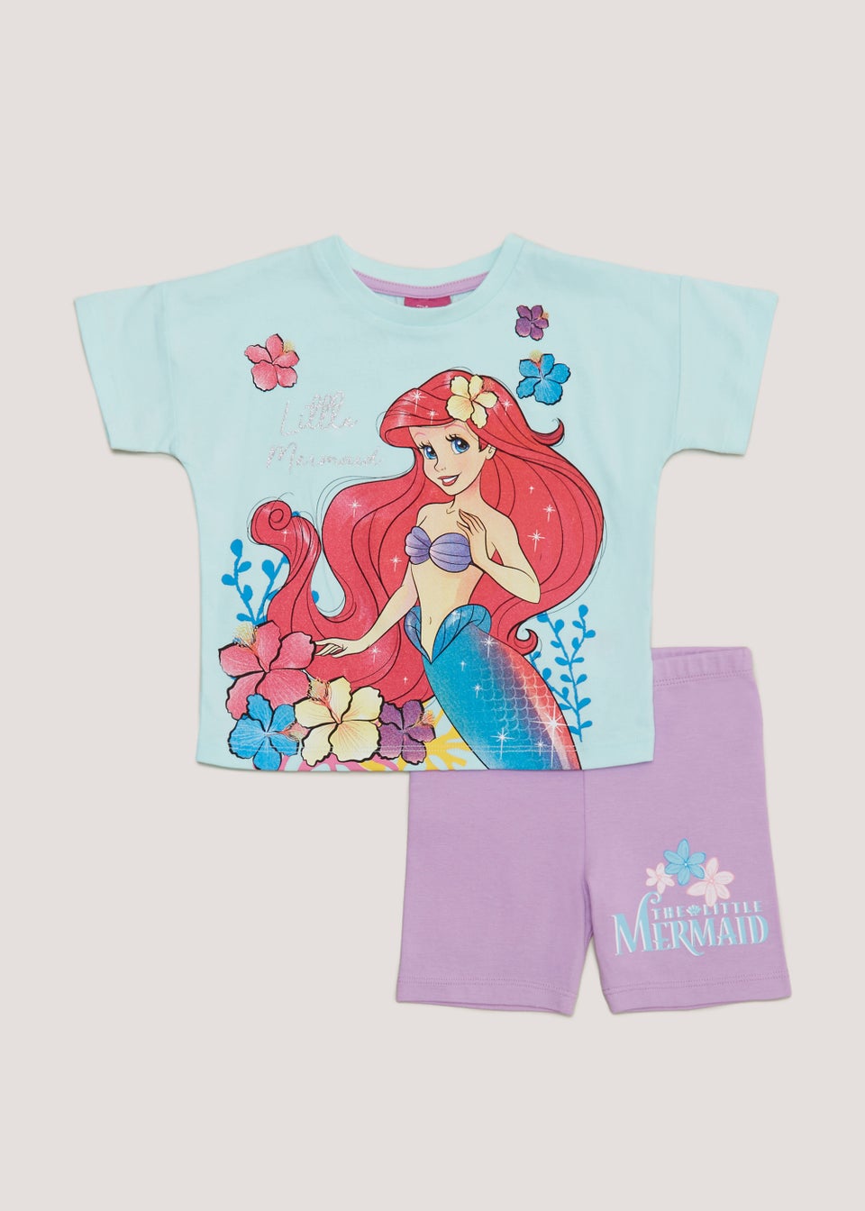 Kids Aqua Disney The Little Mermaid T Shirt Shorts Set 9mths 6yrs