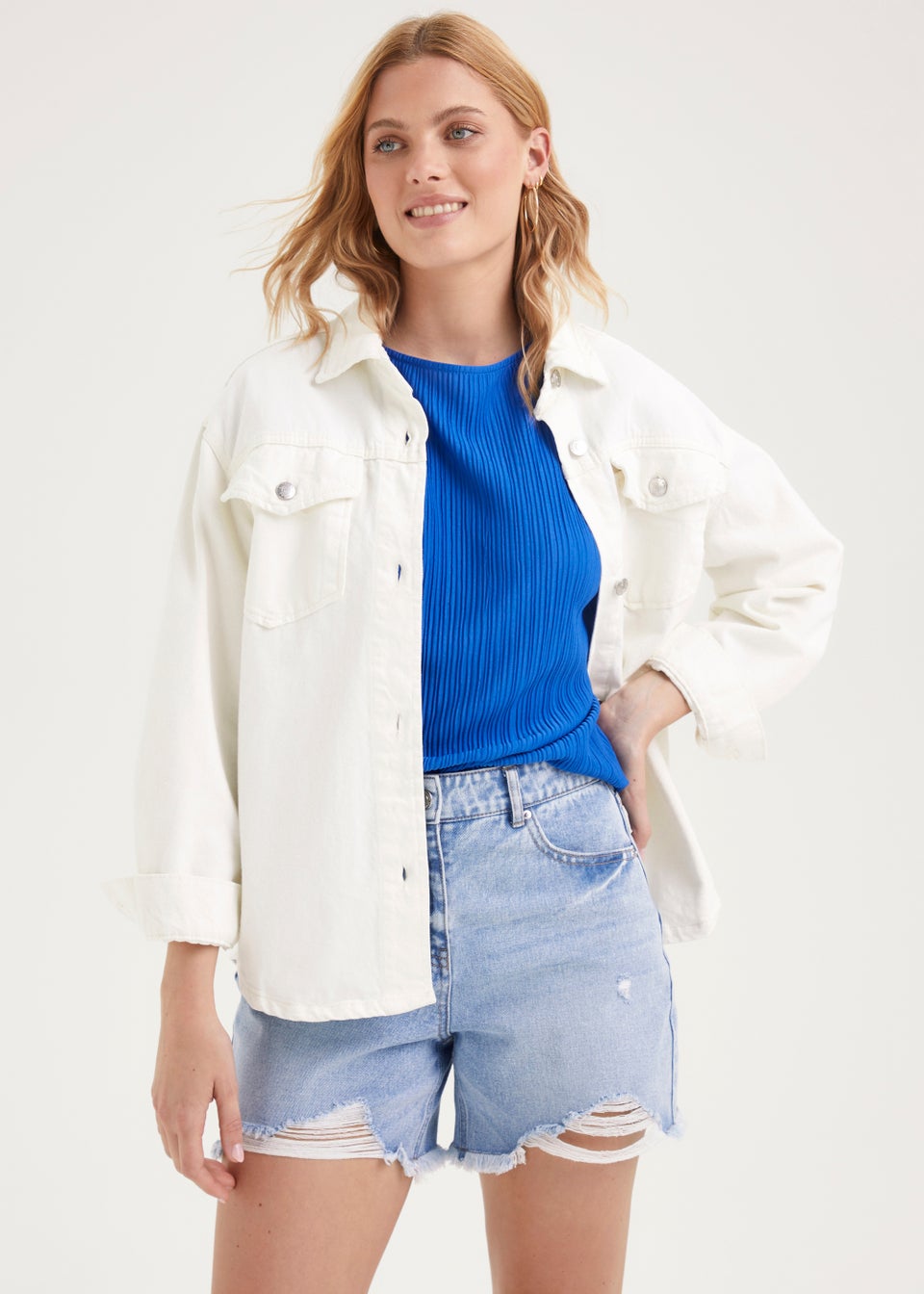 Blue Plisse Top