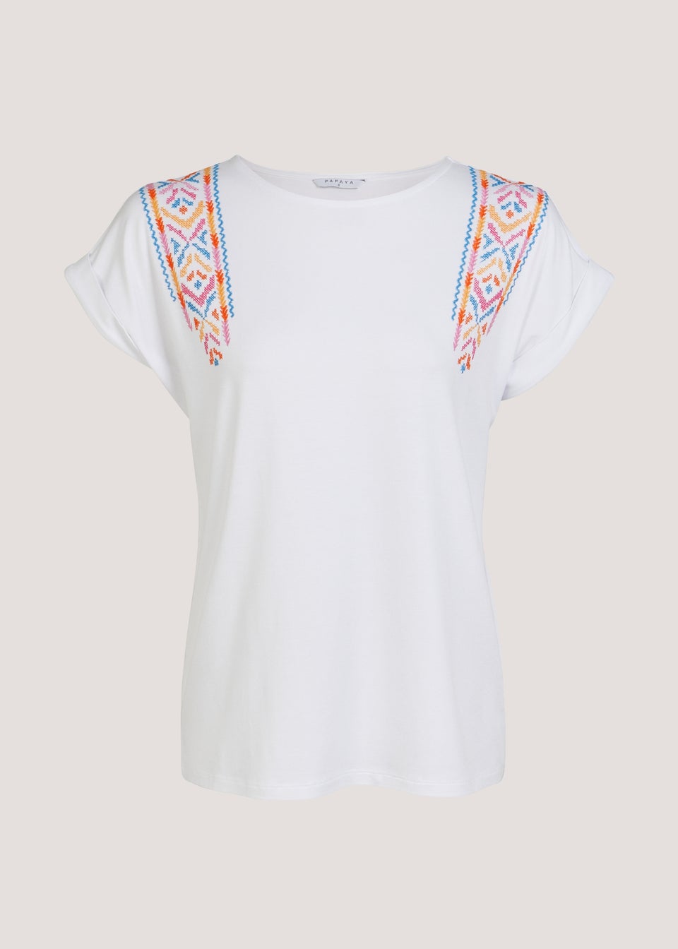 White Embroidered Sleeve Top