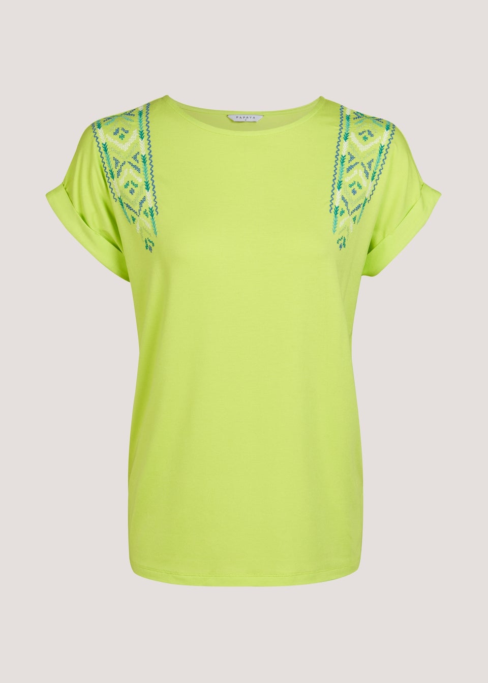 Lime Embroidered Sleeve Top