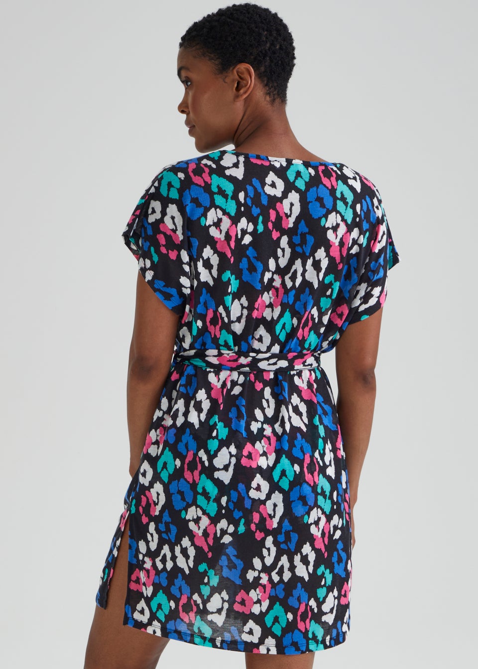 Multicoloured Animal Print Jersey Kaftan