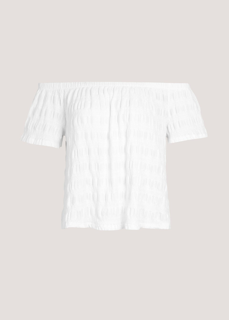 White Textured Bardot Jersey Top