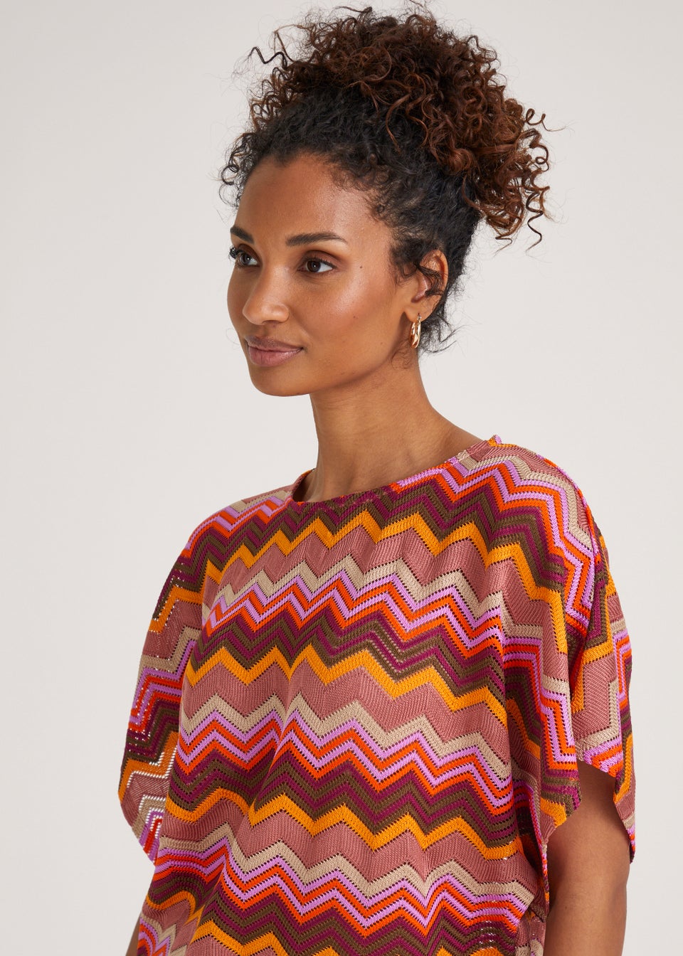 Multicoloured Zig Zag Crochet Look Top