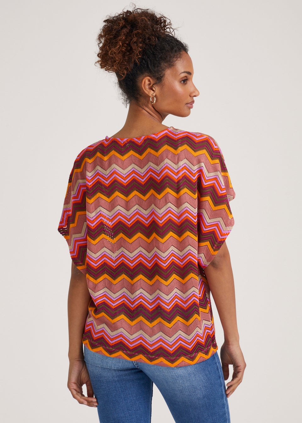 Multicoloured Zig Zag Crochet Look Top