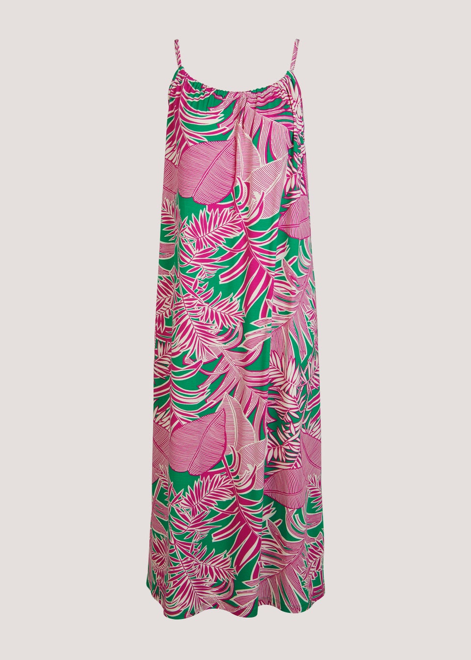 Green Leaf Print Midi Dress