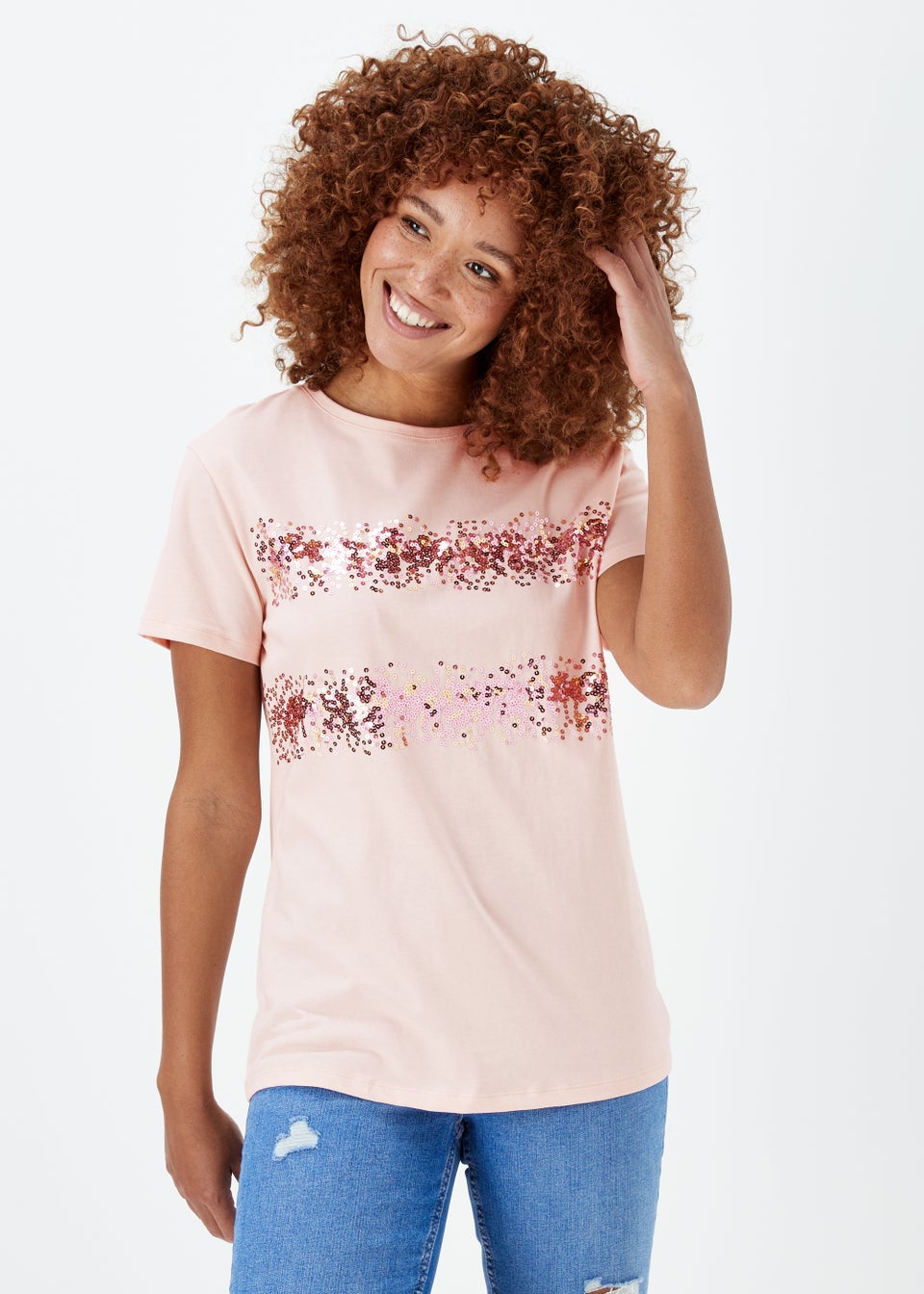Pink sequin t shirt clearance