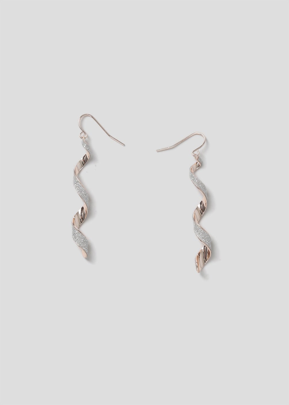 Rose Gold Glitter Spiral Earrings