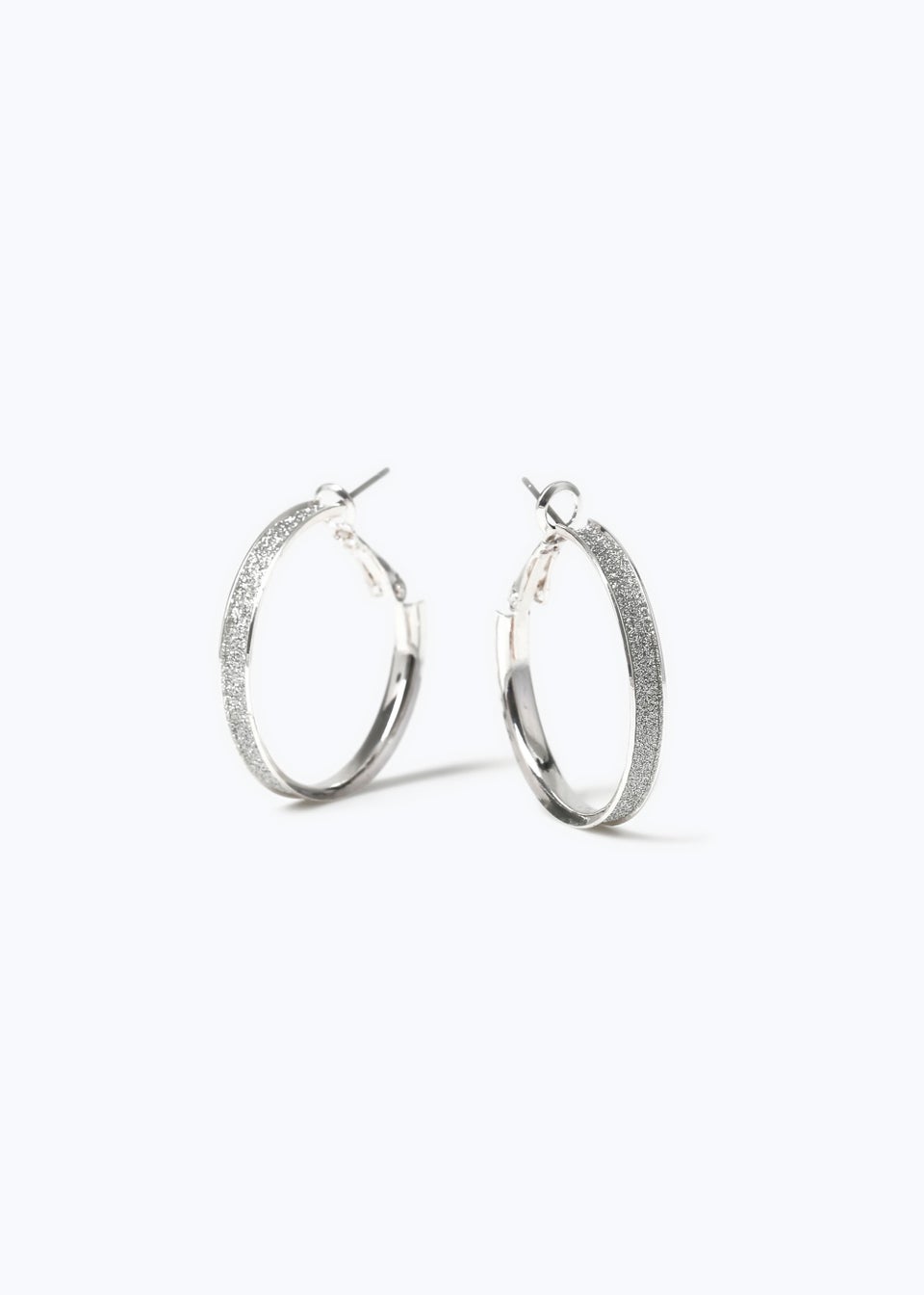 Silver Glitter Hoop Earrings