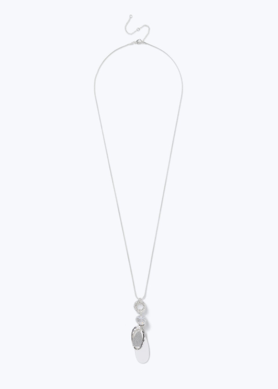 Crystal Silver Long Pendant Necklace Matalan