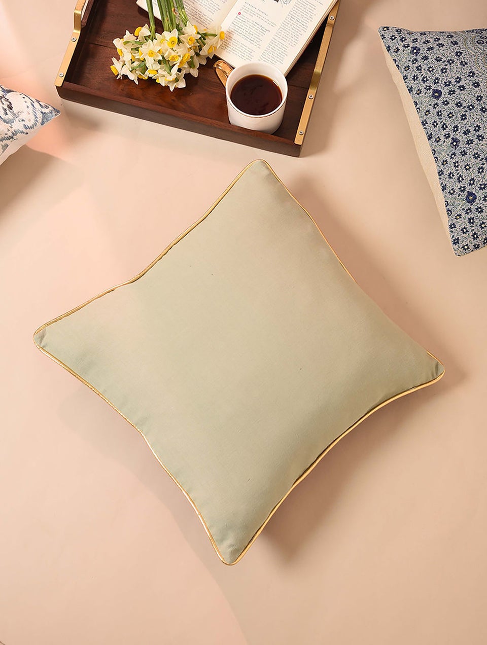 Onion Pink Cotton Linen Woven Cushion Cover