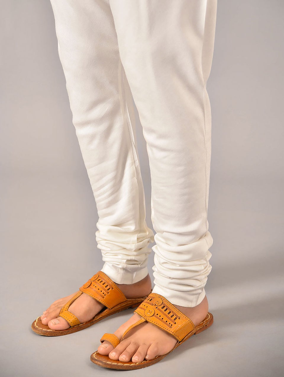 Men White Full Length Churidar - S