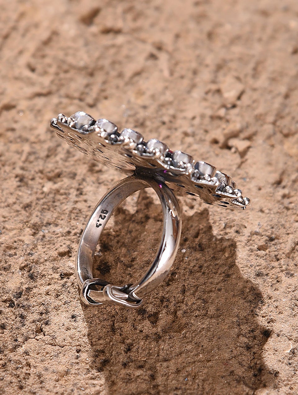 Women Silver Adjustable Oxidized Silver Silver Ring Jaypore US