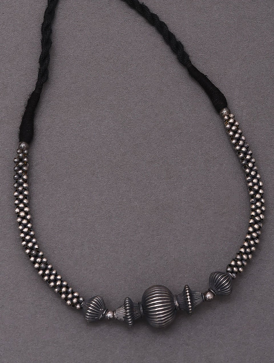 Women Kolhapuri Silver Thussi Necklace