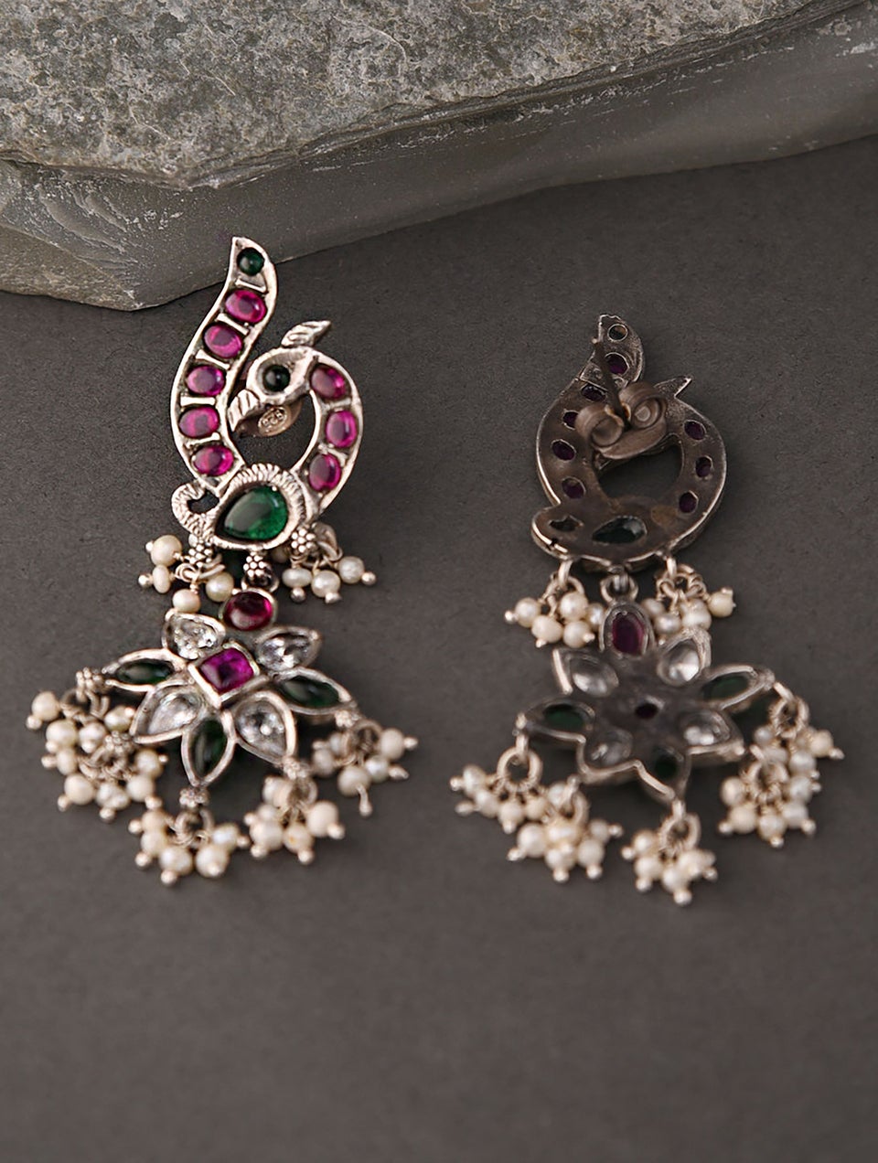 Women Kempstone Encrusted Silver Earrings